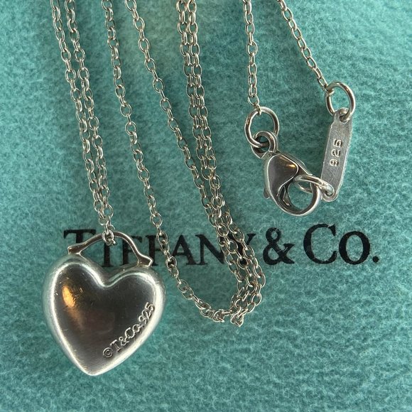 Tiffany & Co. Sterling Silver Puffed Heart Pendant Necklace 16" - Picture 2 of 7